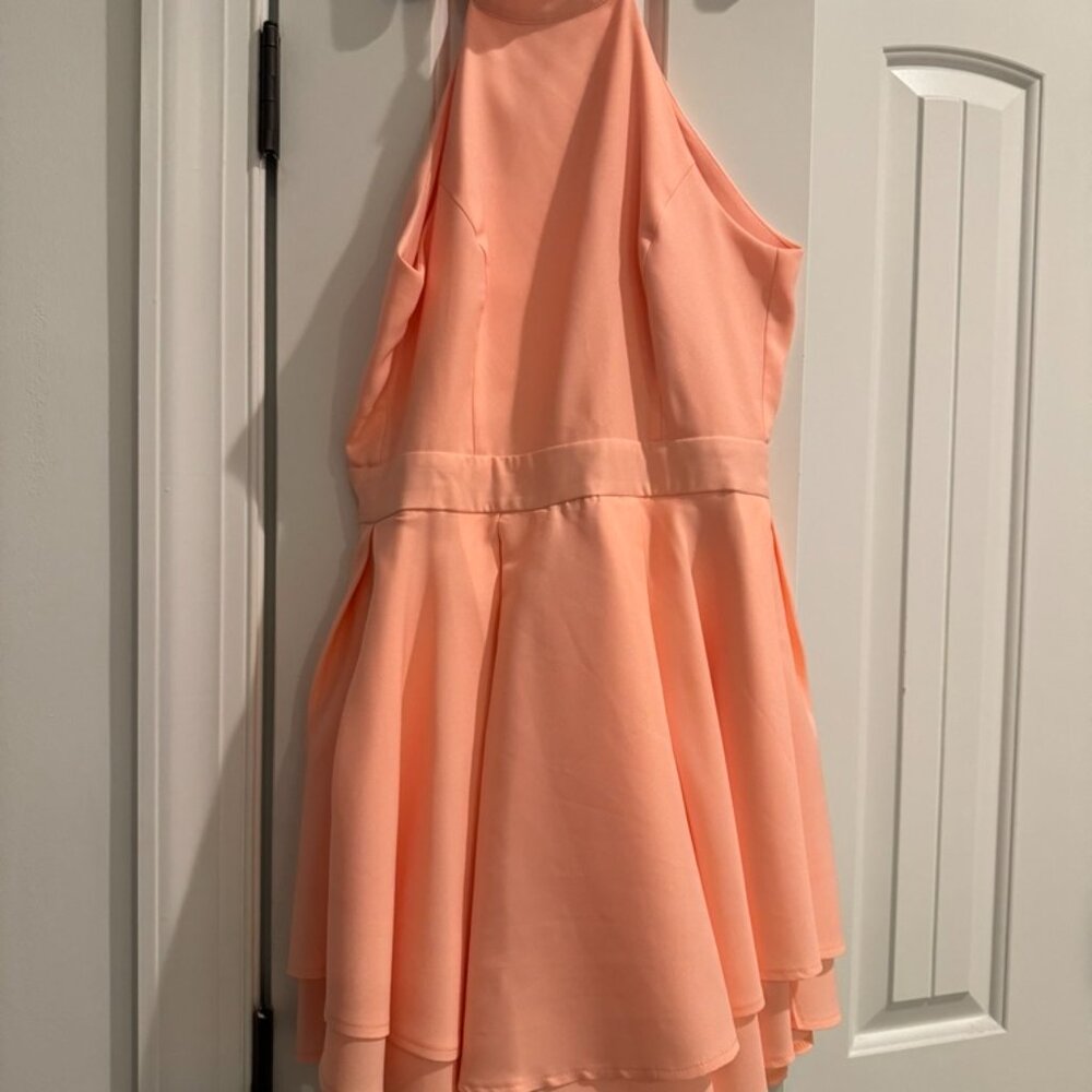 orange/pink mini dress